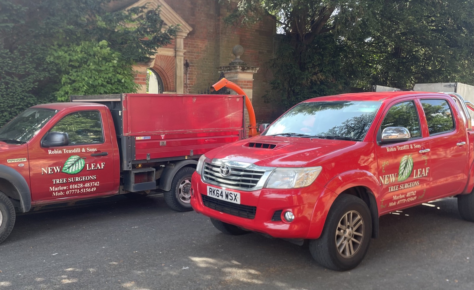 The New Leaf trucks — Robin Teasdill & Sons, out working across Marlow.